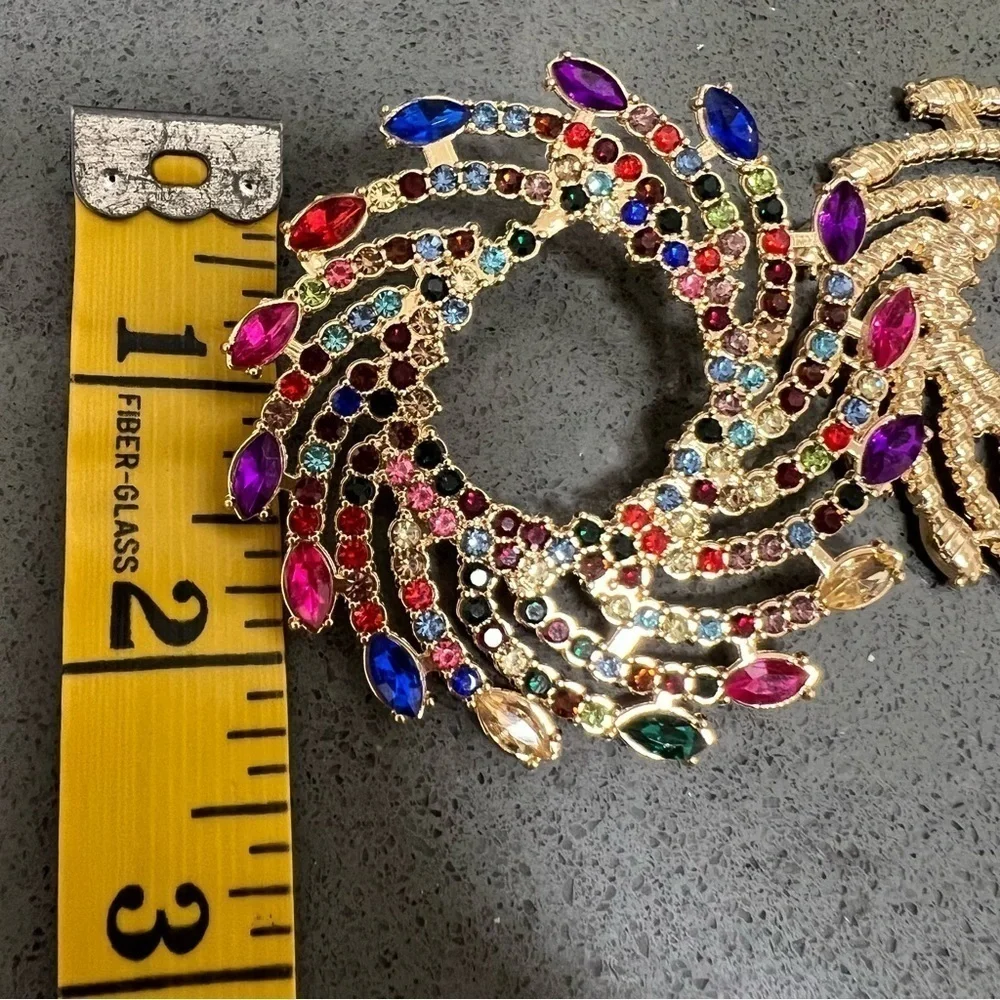 New Starburst Colorful Circular Rhinestone Statement Fashion Jewelry Earrings